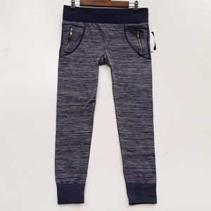 Blue Striped Fleece Lined Leggings